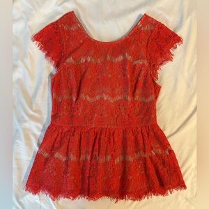 MAEVE Anthropologie Red Lace Women’s Top